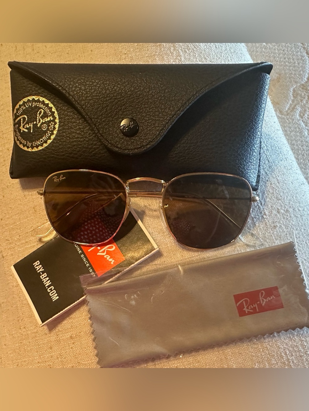 Ray-Ban Women’s Gold Frame Brown Lens Sunglasses with Case
